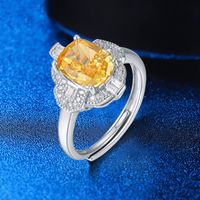Elegant Glänzend Oval Sterling Silber Überzug Inlay Diamant Mit Hohem Kohlenstoffgehalt Versilbert Offener Ring sku image 1