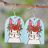 1 Pair Cute Rabbit Wood Drop Earrings sku image 1