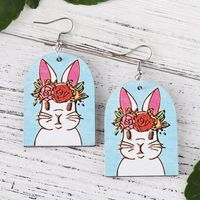 1 Pair Cute Rabbit Wood Drop Earrings main image 3