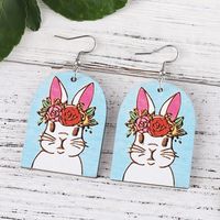 1 Pair Cute Rabbit Wood Drop Earrings main image 4