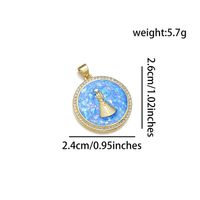 1 Pièce 24*26mm Le Cuivre Zircon Plaqué Or 18K Rond La Tour Brillant Pendentif sku image 4