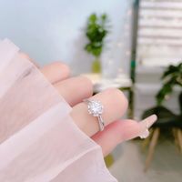 Elegant Schneeflocke Nachgemachter Diamant Zirkon Überzogen Mit Rhodium Frau Offener Ring sku image 1