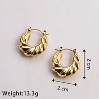 1 Pair Casual Classic Style Commute Twist Plating 304 Stainless Steel 18K Gold Plated Earrings main image 3