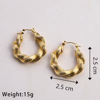 1 Pair Casual Classic Style Commute Twist Plating 304 Stainless Steel 18K Gold Plated Earrings main image 7