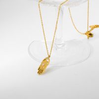 304 Stainless Steel 18K Gold Plated Simple Style Plating Palm Opal Pendant Necklace main image 1
