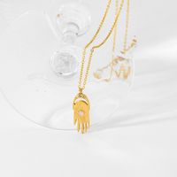 304 Stainless Steel 18K Gold Plated Simple Style Plating Palm Opal Pendant Necklace main image 4