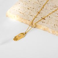 Edelstahl 304 18 Karat Vergoldet Einfacher Stil Überzug Palme Opal Halskette Mit Anhänger main image 5