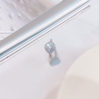 Elegant Simple Style Rhombus Sterling Silver Zircon Rhodium Plated Adjustable Ring main image 6