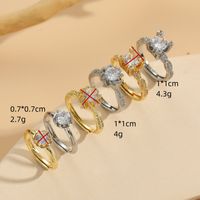 Elegant Luxurious Solid Color Copper Plating Inlay Zircon 14k Gold Plated Rings main image 3
