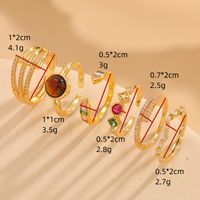 Elegant Luxurious Solid Color Copper Plating Inlay Zircon 14k Gold Plated Rings main image 3