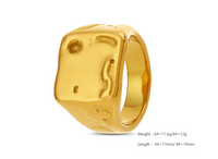 304 Stainless Steel 18K Gold Plated Retro Irregular Plating Geometric Solid Color Rings main image 2