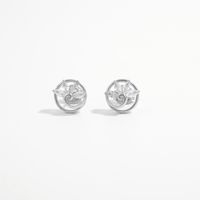 1 Pair Ig Style Elegant Solid Color Rose Wreath Snowflake Hollow Out Sterling Silver Zircon White Gold Plated Rhodium Plated Ear Studs main image 3