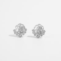 1 Pair Ig Style Elegant Solid Color Rose Wreath Snowflake Hollow Out Sterling Silver Zircon White Gold Plated Rhodium Plated Ear Studs main image 5