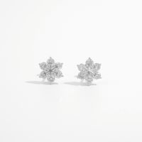 1 Pair Ig Style Elegant Solid Color Rose Wreath Snowflake Hollow Out Sterling Silver Zircon White Gold Plated Rhodium Plated Ear Studs main image 7