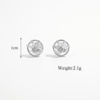1 Pair Ig Style Elegant Solid Color Rose Wreath Snowflake Hollow Out Sterling Silver Zircon White Gold Plated Rhodium Plated Ear Studs sku image 2