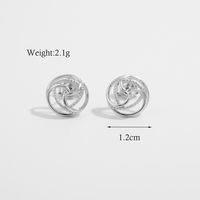 1 Pair Ig Style Elegant Solid Color Rose Wreath Snowflake Hollow Out Sterling Silver Zircon White Gold Plated Rhodium Plated Ear Studs sku image 3