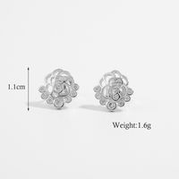 1 Pair Ig Style Elegant Solid Color Rose Wreath Snowflake Hollow Out Sterling Silver Zircon White Gold Plated Rhodium Plated Ear Studs sku image 1