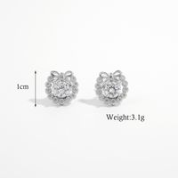 1 Pair Ig Style Elegant Solid Color Rose Wreath Snowflake Hollow Out Sterling Silver Zircon White Gold Plated Rhodium Plated Ear Studs sku image 5