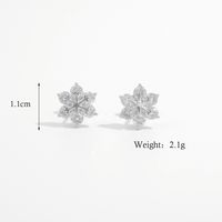 1 Pair Ig Style Elegant Solid Color Rose Wreath Snowflake Hollow Out Sterling Silver Zircon White Gold Plated Rhodium Plated Ear Studs sku image 4
