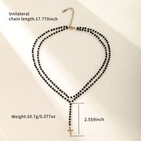 304 Stainless Steel Plastic 18K Gold Plated Black Gun XUPING Punk Simple Style Beaded Inlay Cross Artificial Gemstones Double Layer Necklaces main image 6
