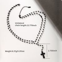 304 Stainless Steel Plastic 18K Gold Plated Black Gun XUPING Punk Simple Style Beaded Inlay Cross Artificial Gemstones Double Layer Necklaces main image 5
