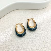 1 Pair Elegant Sweet U Shape Enamel Plating 304 Stainless Steel 14K Gold Plated Earrings main image 5