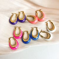 1 Pair Elegant Sweet U Shape Enamel Plating 304 Stainless Steel 14K Gold Plated Earrings main image 3