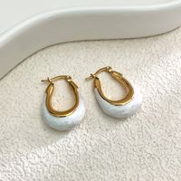 1 Pair Elegant Sweet U Shape Enamel Plating 304 Stainless Steel 14K Gold Plated Earrings sku image 5