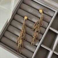 1 Pair Elegant Lady Streetwear Tassel Plating 304 Stainless Steel 14K Gold Plated Drop Earrings main image 5