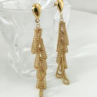 1 Pair Elegant Lady Streetwear Tassel Plating 304 Stainless Steel 14K Gold Plated Drop Earrings main image 4