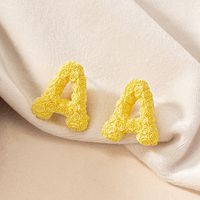 1 Pair French Style Simple Style Letter Plating Resin Ear Studs main image 5