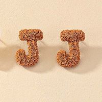1 Pair French Style Simple Style Letter Plating Resin Ear Studs sku image 10