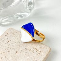 304 Stainless Steel 14K Gold Plated Simple Style Commute Enamel Plating Rhombus Open Rings main image 3