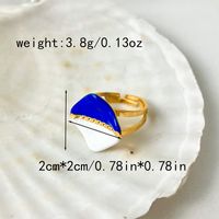 304 Stainless Steel 14K Gold Plated Simple Style Commute Enamel Plating Rhombus Open Rings main image 4
