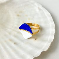 304 Stainless Steel 14K Gold Plated Simple Style Commute Enamel Plating Rhombus Open Rings main image 5
