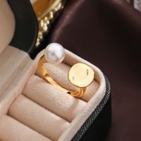 Original Design Simple Style Round Freshwater Pearl Copper Plating Inlay Pearl 18k Gold Plated Silver Plated Open Rings main image 5