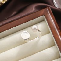 Original Design Simple Style Round Freshwater Pearl Copper Plating Inlay Pearl 18k Gold Plated Silver Plated Open Rings main image 8