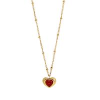 304 Stainless Steel 18K Gold Plated Sweet Commute Plating Inlay Heart Shape Agate Pendant Necklace main image 10