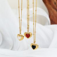 304 Stainless Steel 18K Gold Plated Sweet Commute Plating Inlay Heart Shape Agate Pendant Necklace main image 11