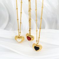 304 Stainless Steel 18K Gold Plated Sweet Commute Plating Inlay Heart Shape Agate Pendant Necklace main image 3