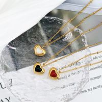 304 Stainless Steel 18K Gold Plated Sweet Commute Plating Inlay Heart Shape Agate Pendant Necklace main image 5