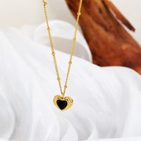 304 Stainless Steel 18K Gold Plated Sweet Commute Plating Inlay Heart Shape Agate Pendant Necklace main image 8