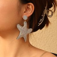 1 Pair Glam Shiny Starfish Plating Inlay Cloth Rhinestones Drop Earrings main image 1