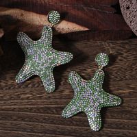 1 Pair Glam Shiny Starfish Plating Inlay Cloth Rhinestones Drop Earrings main image 4