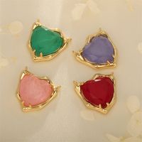 Simple Style Heart Shape Artificial Crystal Plating 18k Gold Plated Charms main image 2