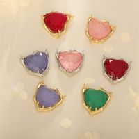 Simple Style Heart Shape Artificial Crystal Plating 18k Gold Plated Charms main image 1