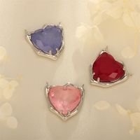 Simple Style Heart Shape Artificial Crystal Plating 18k Gold Plated Charms main image 3