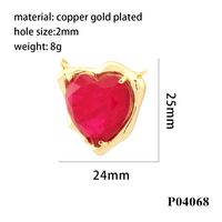 Simple Style Heart Shape Artificial Crystal Plating 18k Gold Plated Charms sku image 1