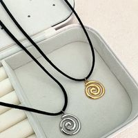 304 Stainless Steel Leather Rope Gold Plated Casual Simple Style Plating Spiral Pendant Necklace main image 1