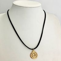 304 Stainless Steel Leather Rope Gold Plated Casual Simple Style Plating Spiral Pendant Necklace main image 2